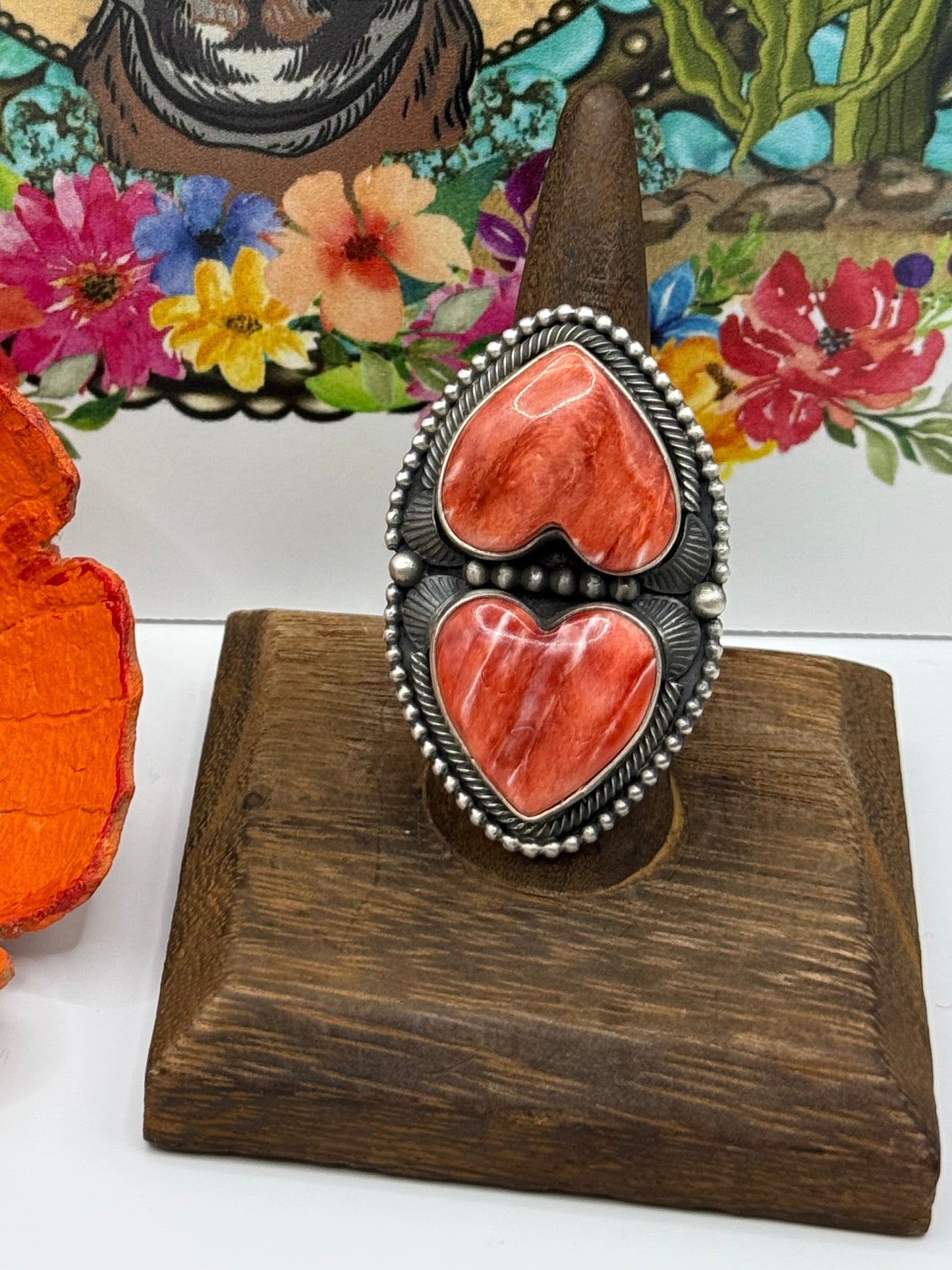 Spiny heart totem adjustable ring
