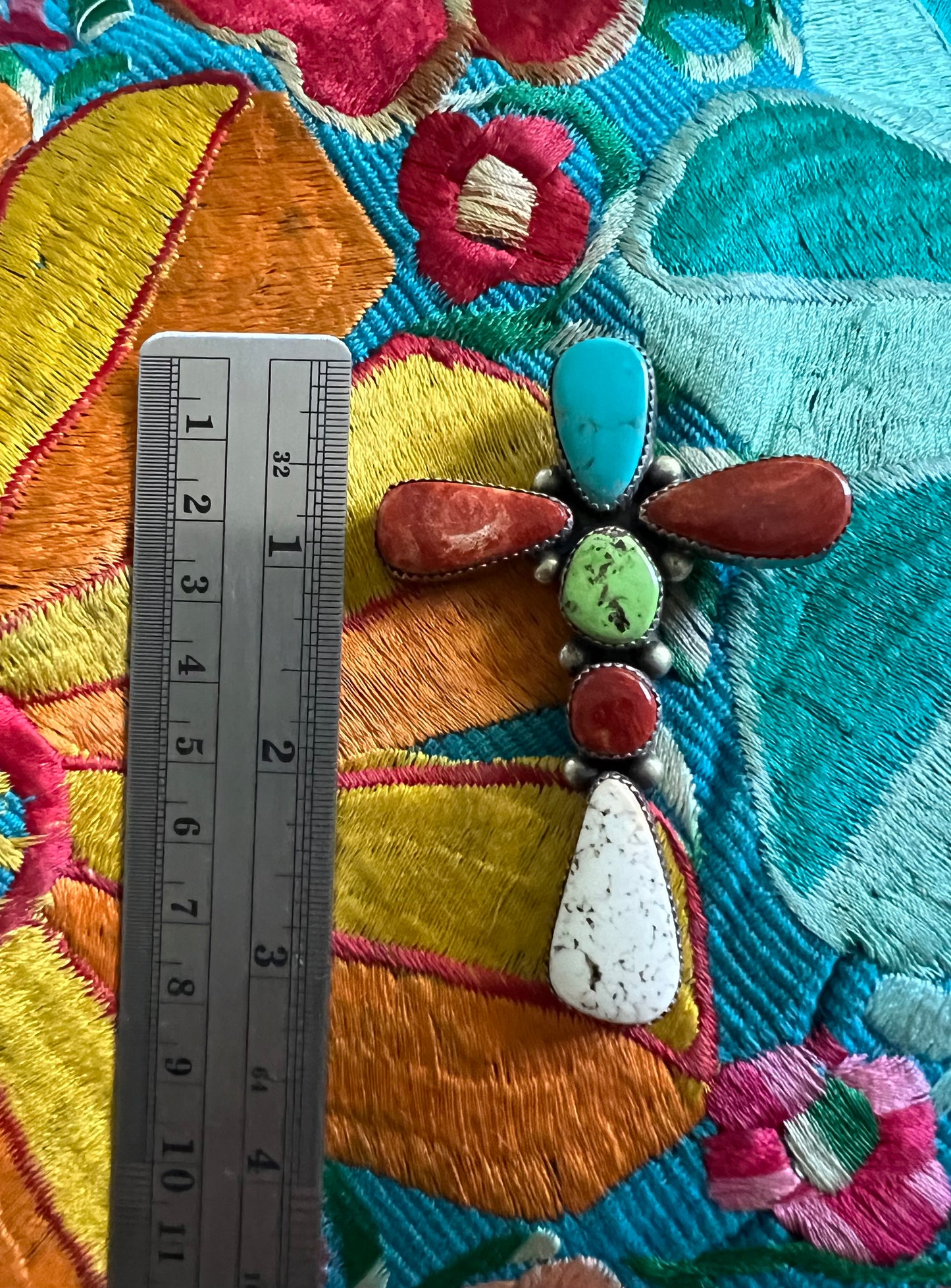 Multistone cross pendant