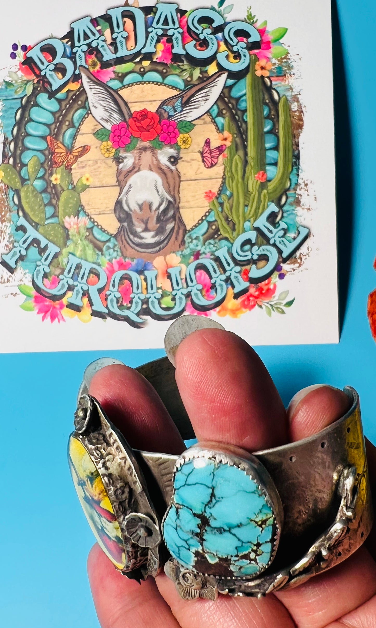 Turquoise Sacred Heart cuff