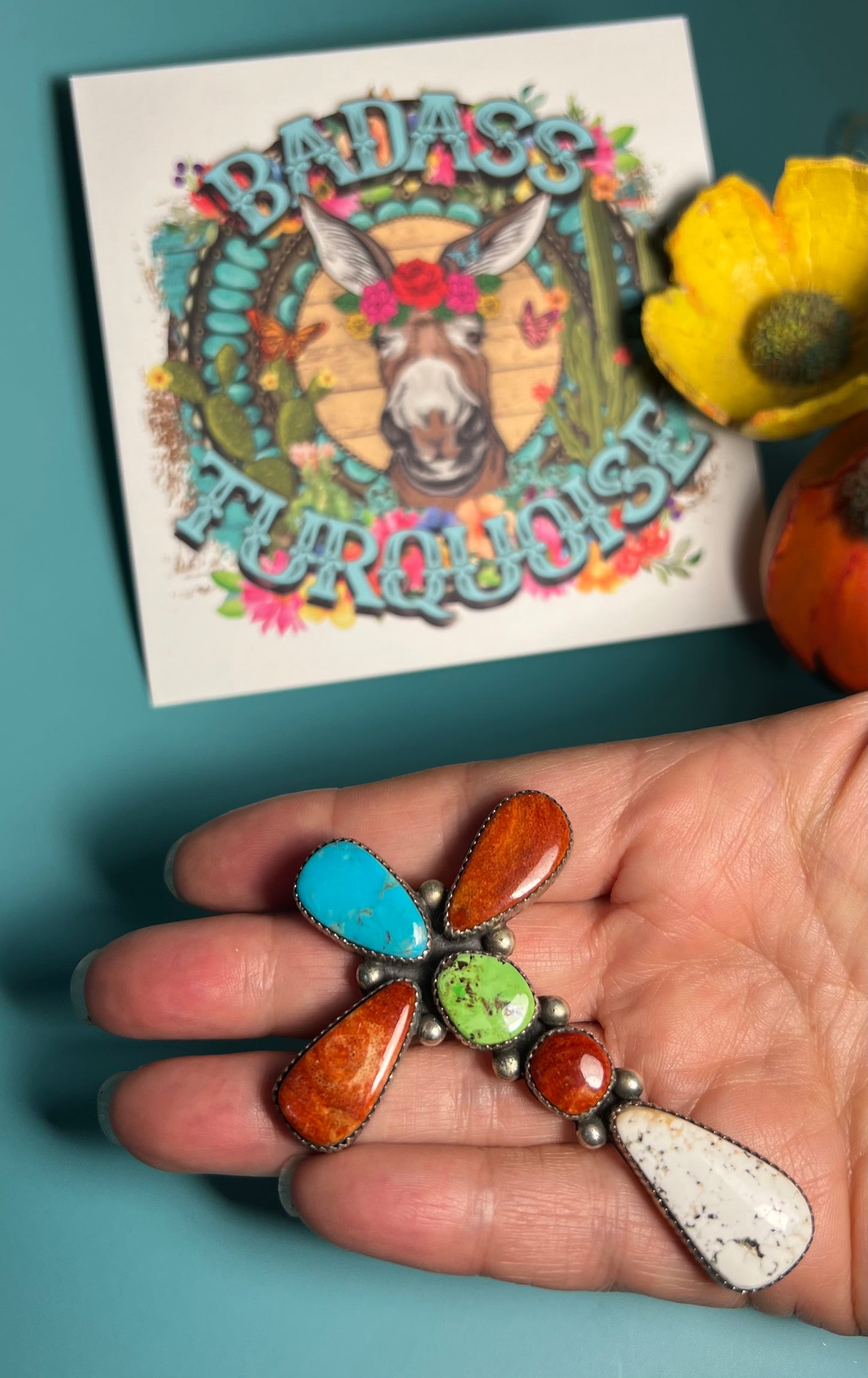 Multistone cross pendant