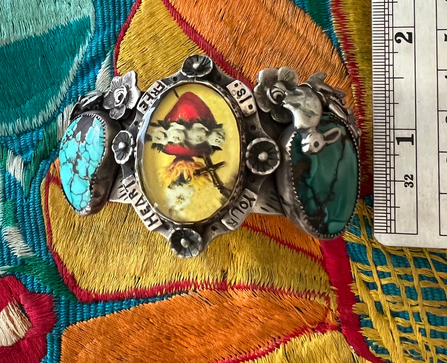 Turquoise Sacred Heart cuff