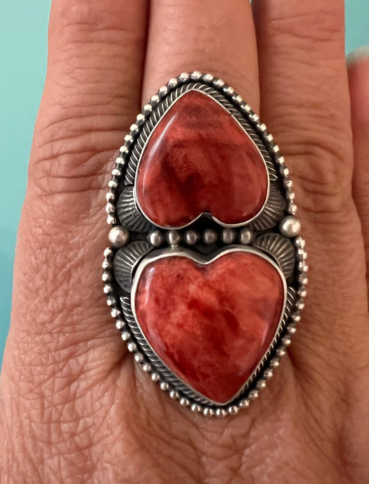 Spiny heart totem adjustable ring