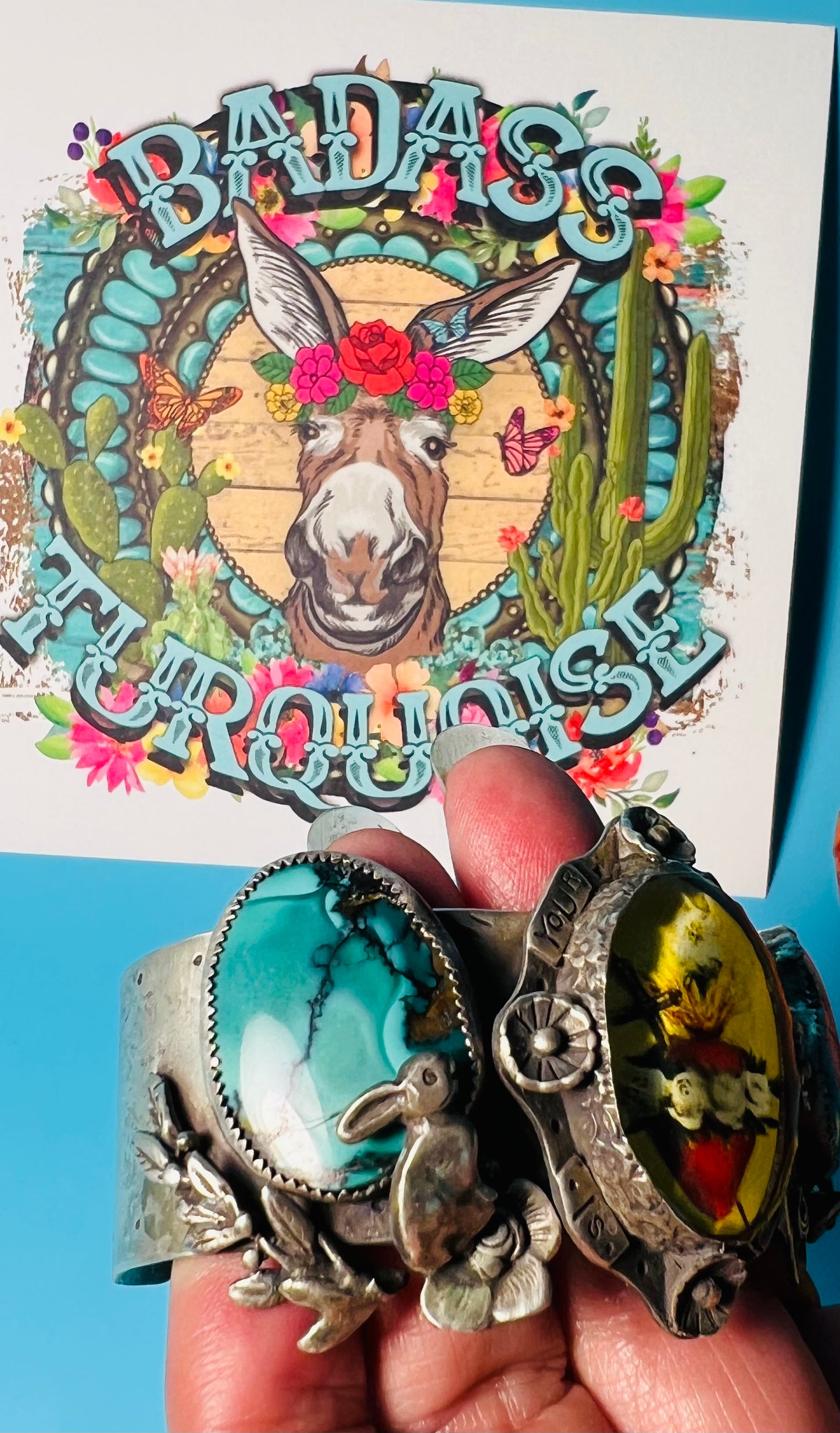 Turquoise Sacred Heart cuff