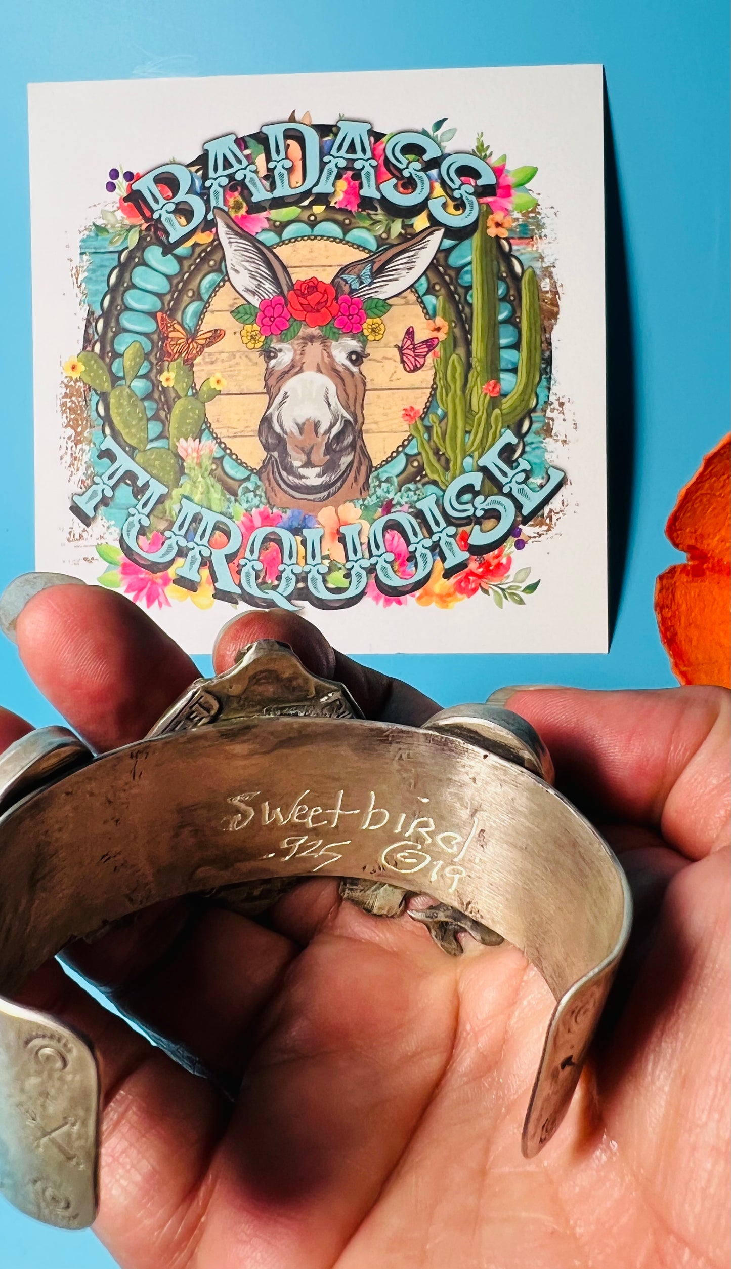 Turquoise Sacred Heart cuff
