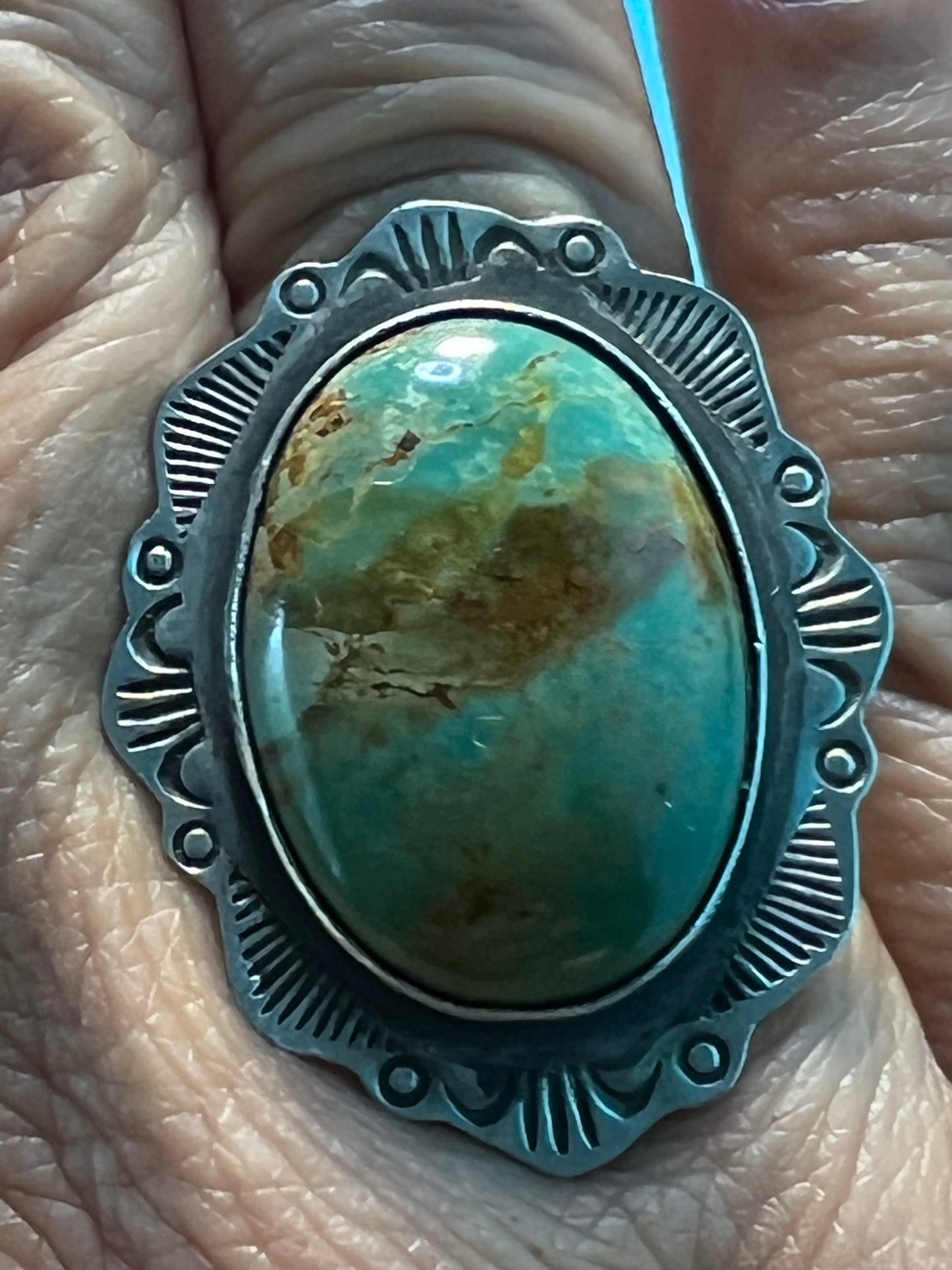 Rocki Gorman turquoise and sterling silver adjustable ring